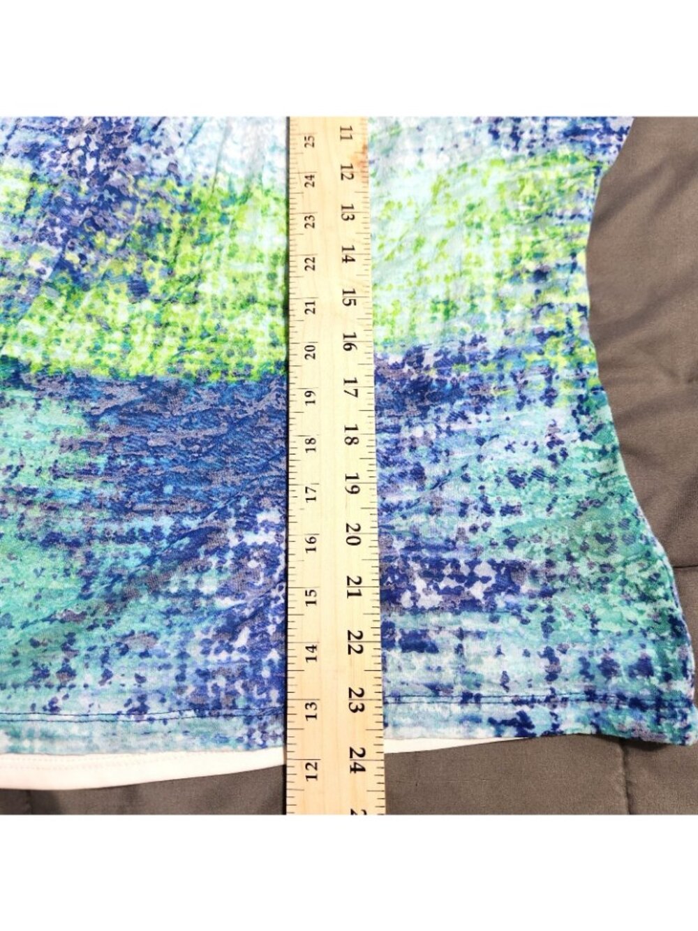 Hearts of Palm Embellished Watercolor Print Top Women's M Blue Green 3/4 Sleeve - Picture 12 of 13